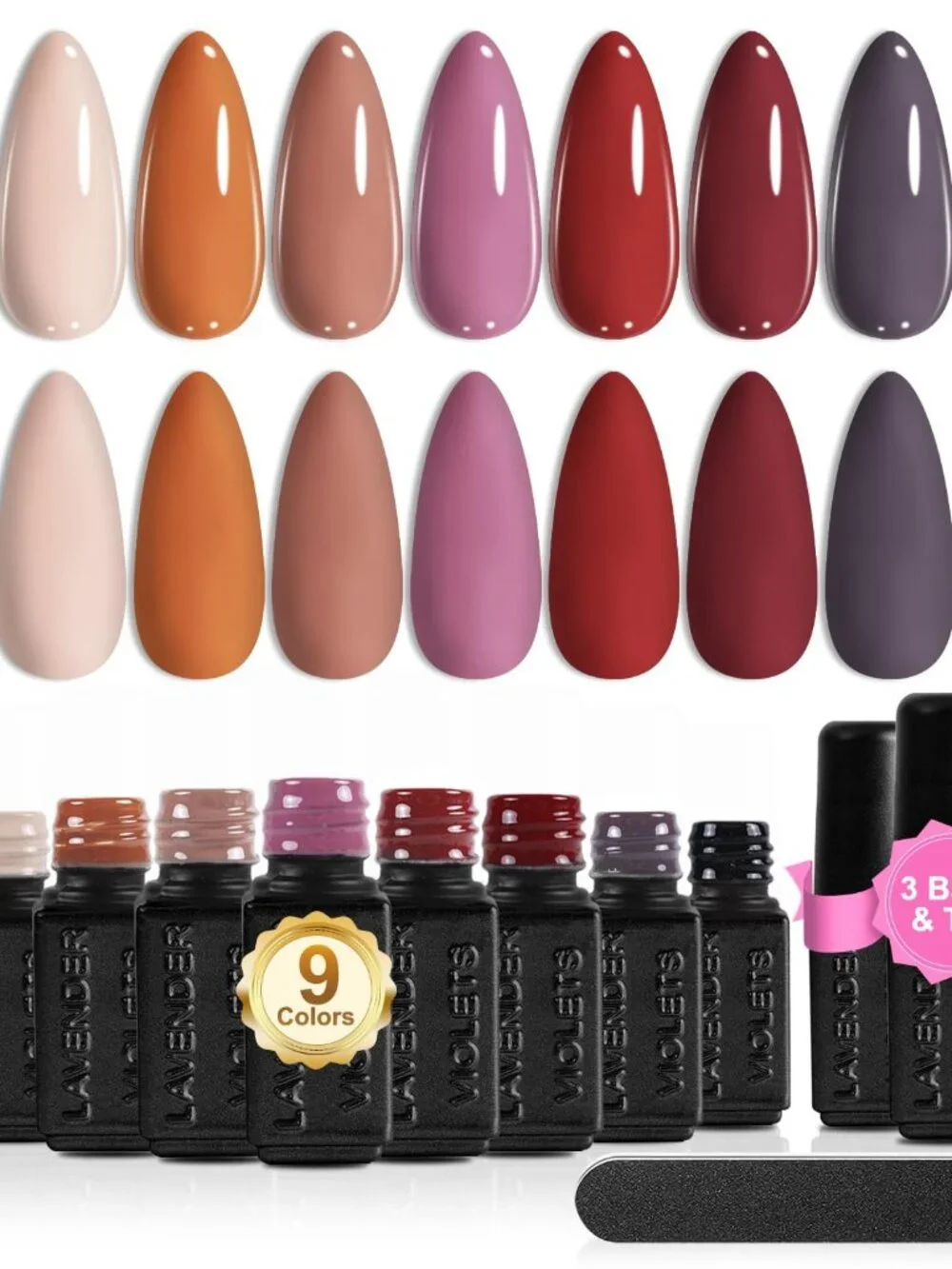 Lavender Violets 13pcs Gel Nail Polish Set  9 Gray Brown Skin Tone Neutral Beige